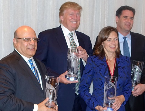 CIU Board member S.A. Ibrahim (first left) stands shoulder to shoulder with recipients of the 44th Annual Joseph Wharton Award at the Washington D.C. dinner honoring them in October. From left: S. A. Ibrahim, CEO and Director, Radian Group; Donald Trump, Chairman and President, The Trump Organization; Jennifer Simpson, Managing Director of the Gladstone Companies, and His Excellency Ron Dermer, Israel’s Ambassador to the U.S.