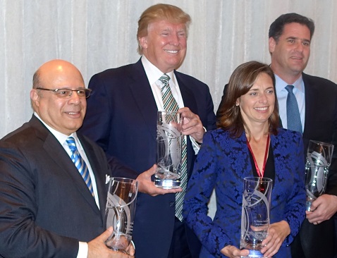 CIU Board member S.A. Ibrahim (first left) stands shoulder to shoulder with recipients of the 44th Annual Joseph Wharton Award at the Washington D.C. dinner honoring them in October. From left: S. A. Ibrahim, CEO and Director, Radian Group; Donald Trump, Chairman and President, The Trump Organization; Jennifer Simpson, Managing Director of the Gladstone Companies, and His Excellency Ron Dermer, Israel’s Ambassador to the U.S. 