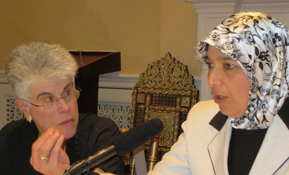 Rabbi Prof. Judith Hauptmann (L) and Dr. Zainab Alwani at the Karamah Muslim-Jewish Roundtable.